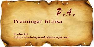 Preininger Alinka névjegykártya